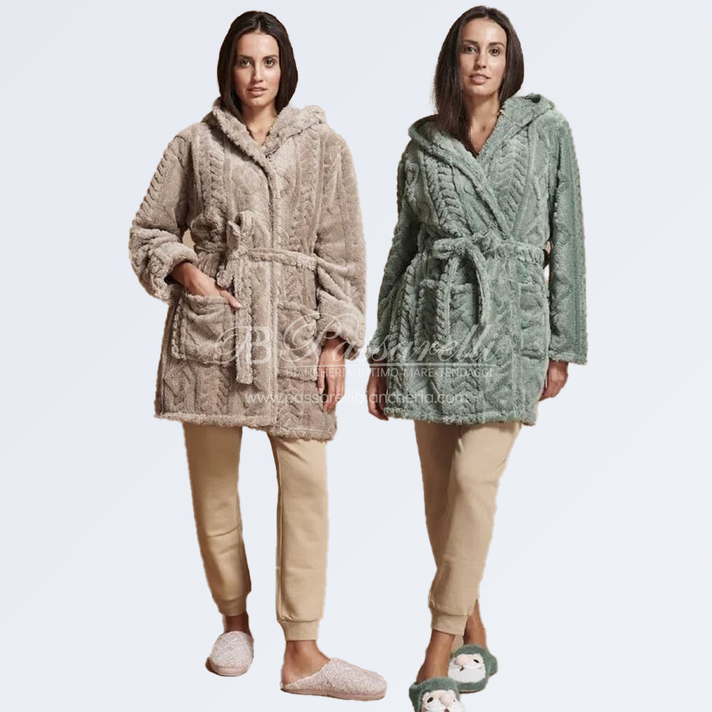 THUN® Vestaglia Invernale con Cappuccio da Donna Treccia 2411S36