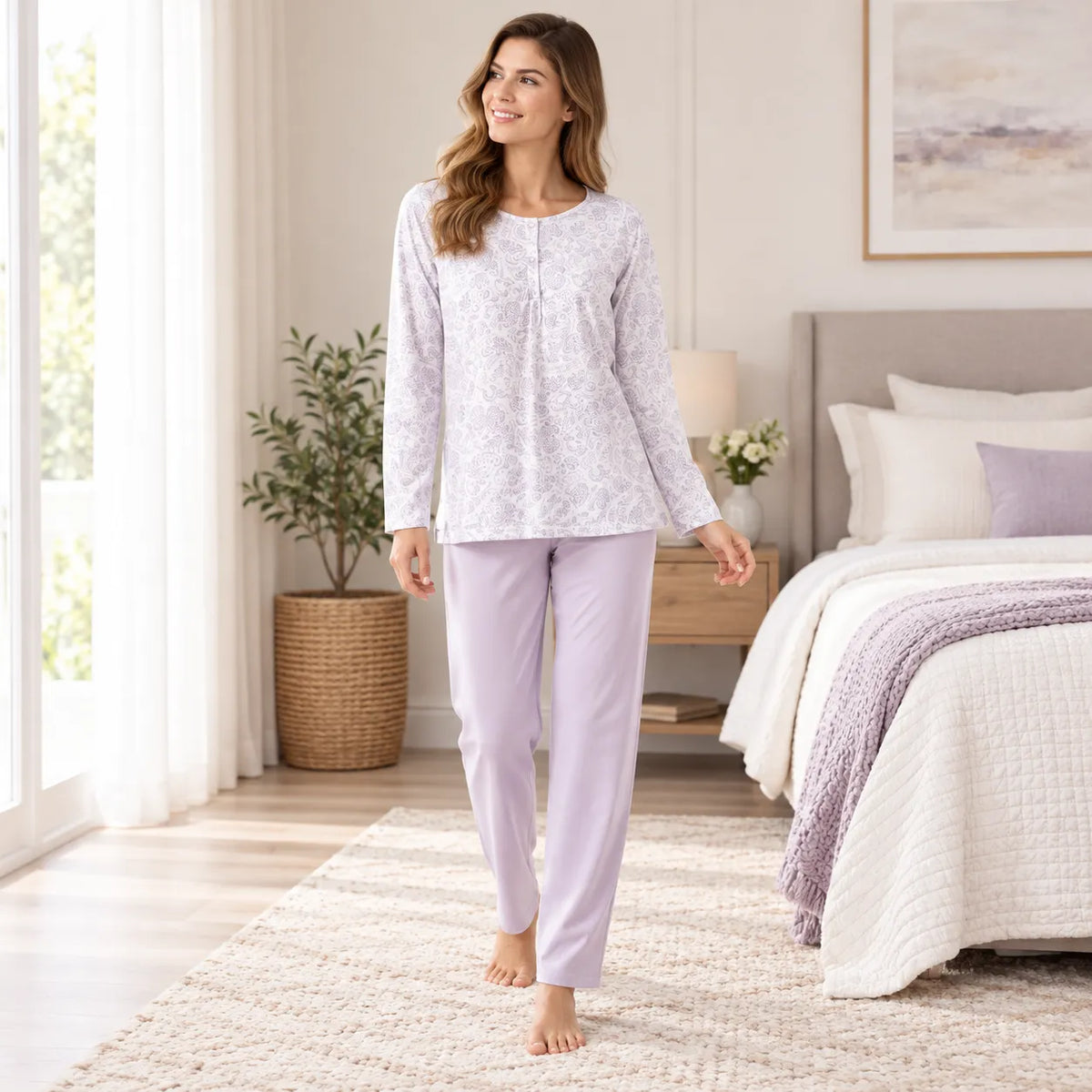 Zero Pigiamore Pigiama Estivo Maniche Lunghe da Donna 4321