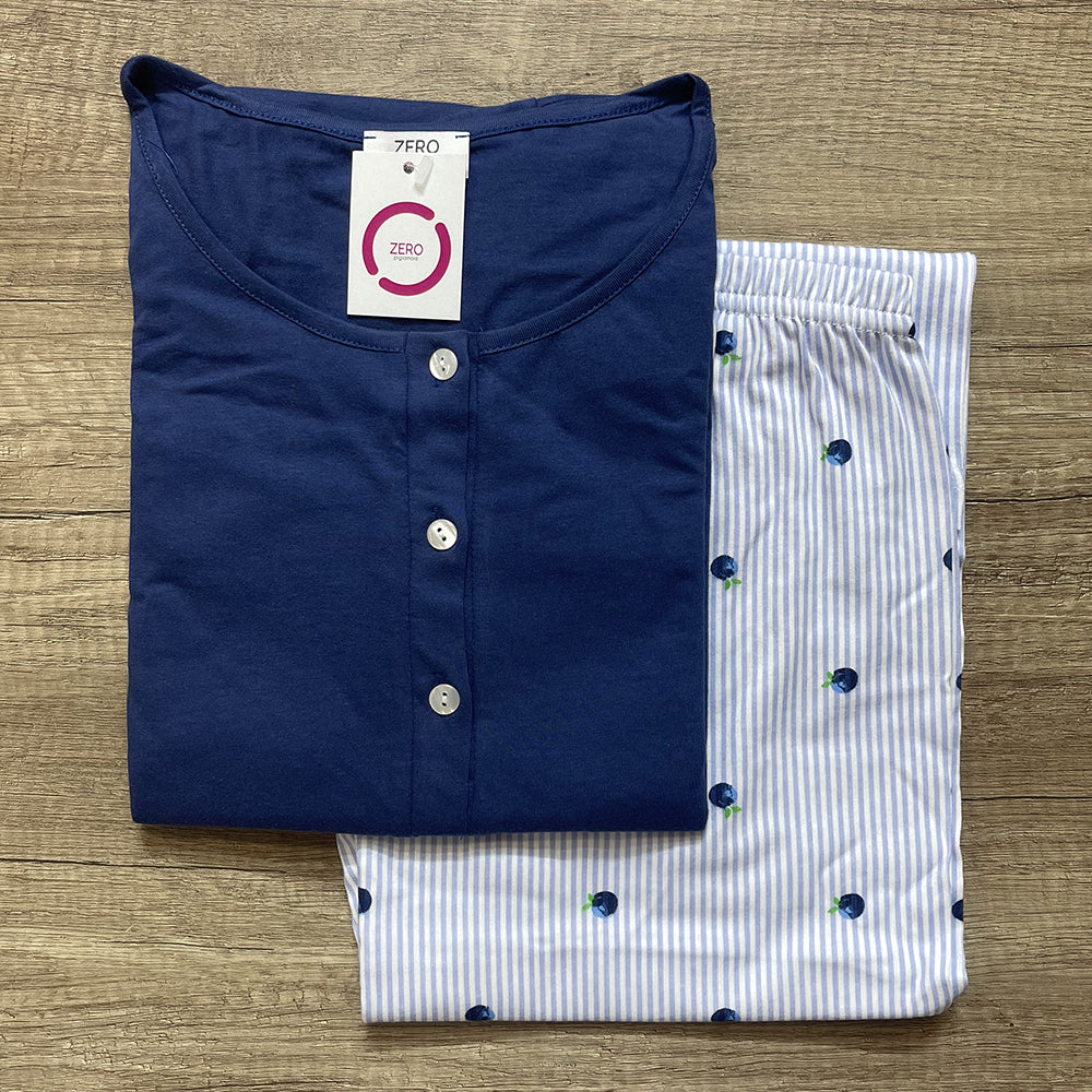 Zero Pigiamore Pigiama da Donna Maniche Corte Capri 413803 S36