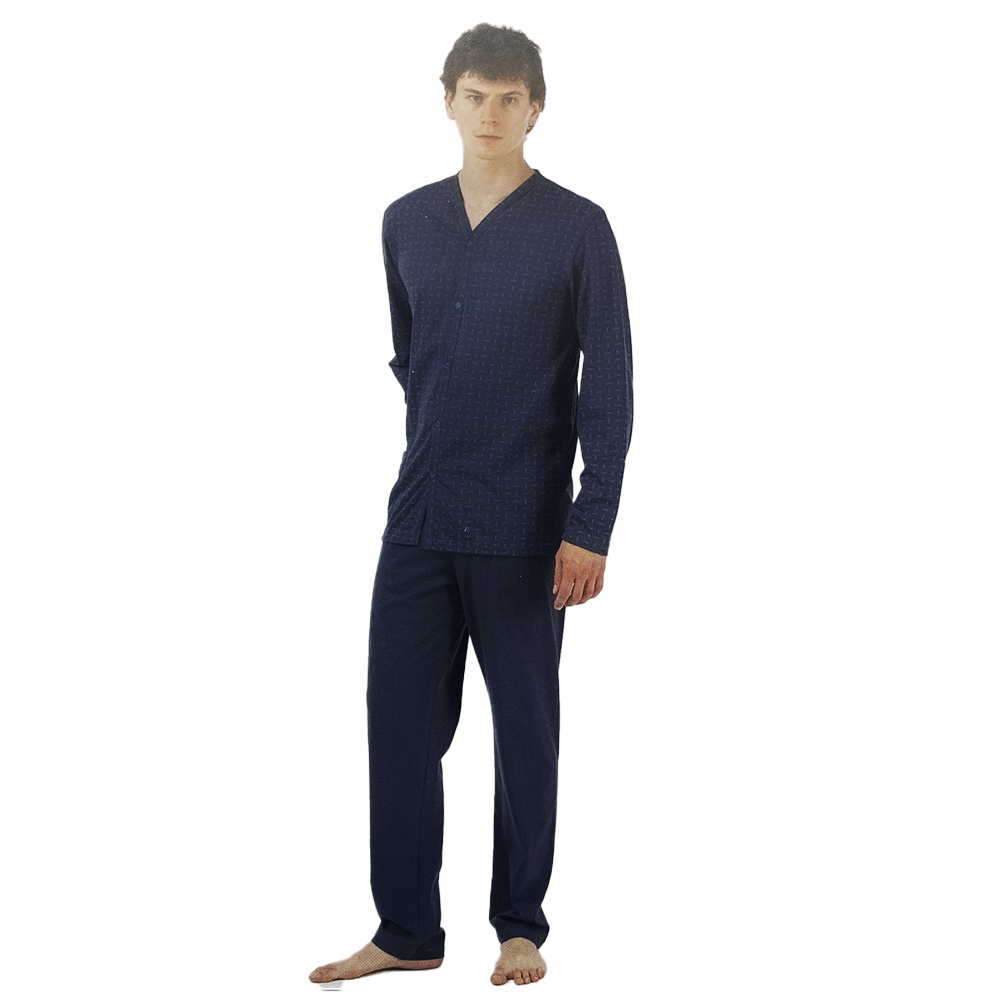 Zero Pigiamore Pigiama da Uomo in cotone Leggero Aperto Avanti 414008 S44