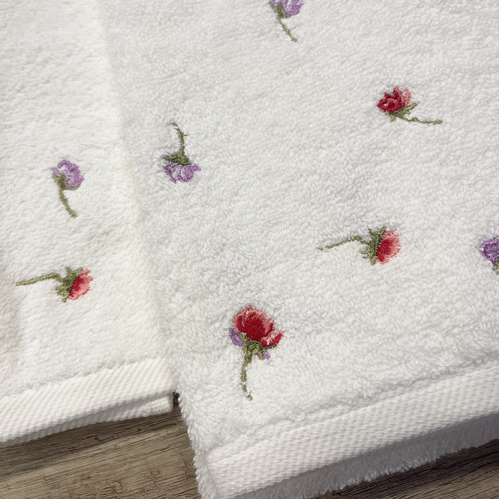 Zucchi Set spugna viso + ospite con ricamo 100% cotone Ginny 2410S14