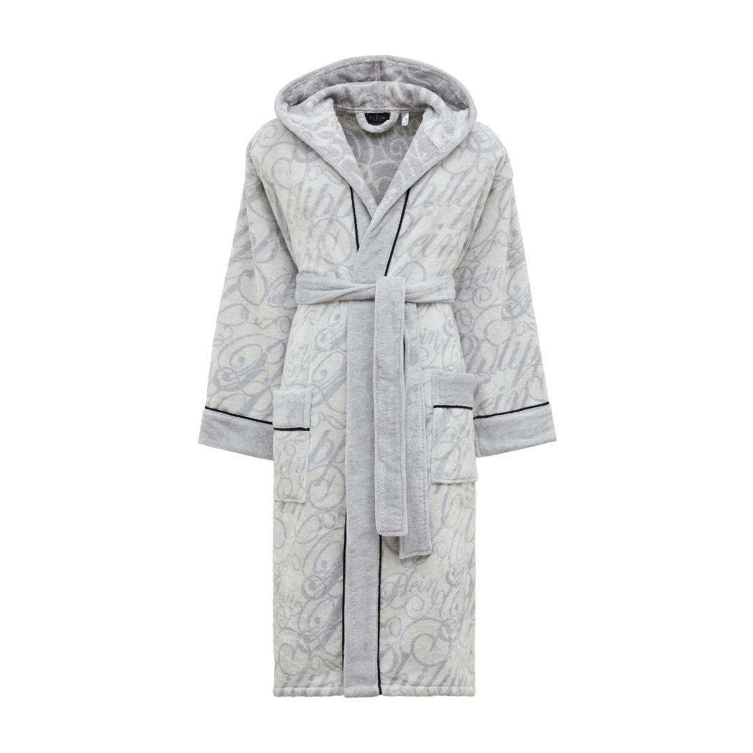 Philipp Plein Accappatoio con Cappuccio Script Moderno in Spugna