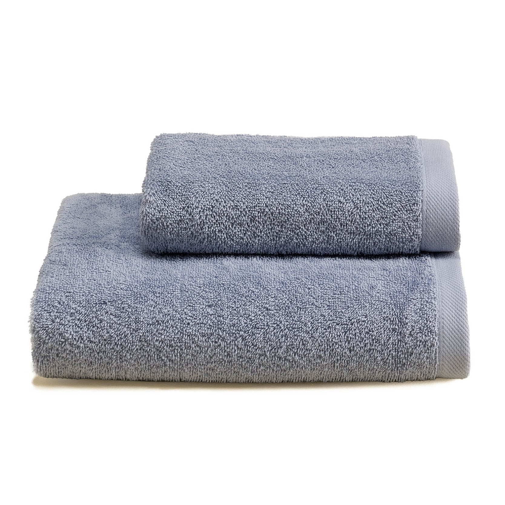 Biancoperla Coppia di Asciugamani in Spugna di Cotone Tinta Unita - Perla 2510S17