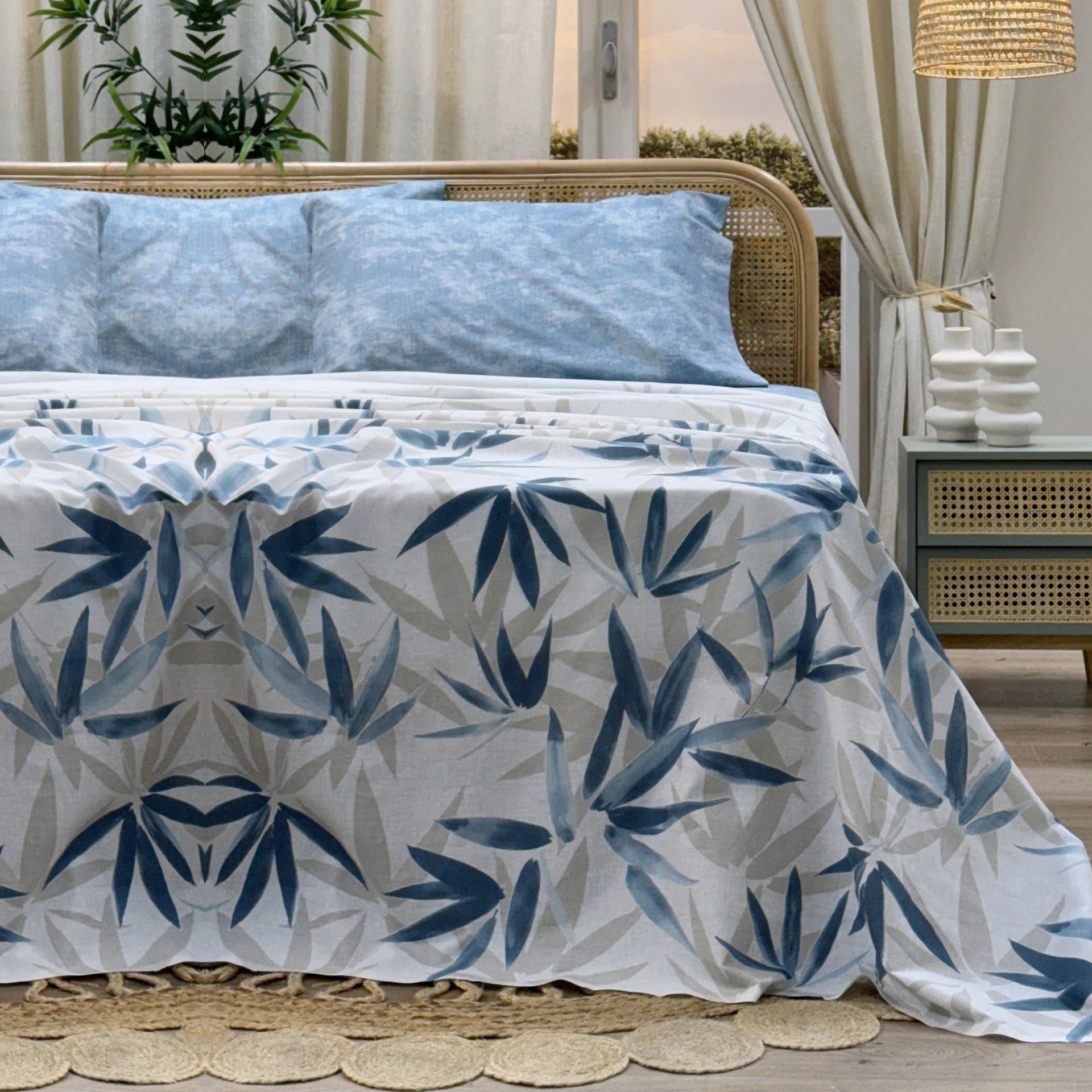 Maè Completo Lenzuola Copriletto Matrimoniale in Percalle Beatrice 404 S44