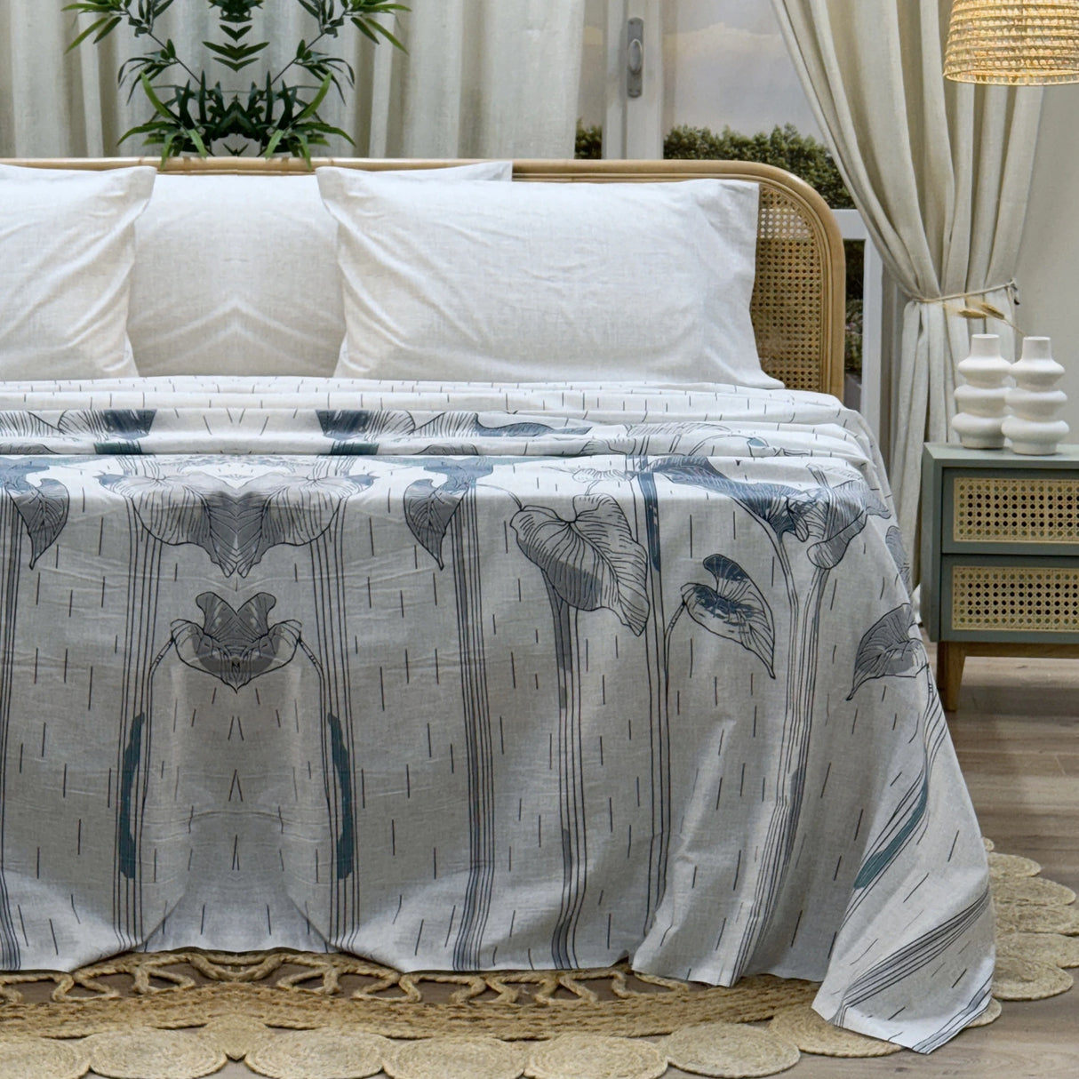 Maè Completo Lenzuola Copriletto Matrimoniale in Percalle Diletta 405 S44