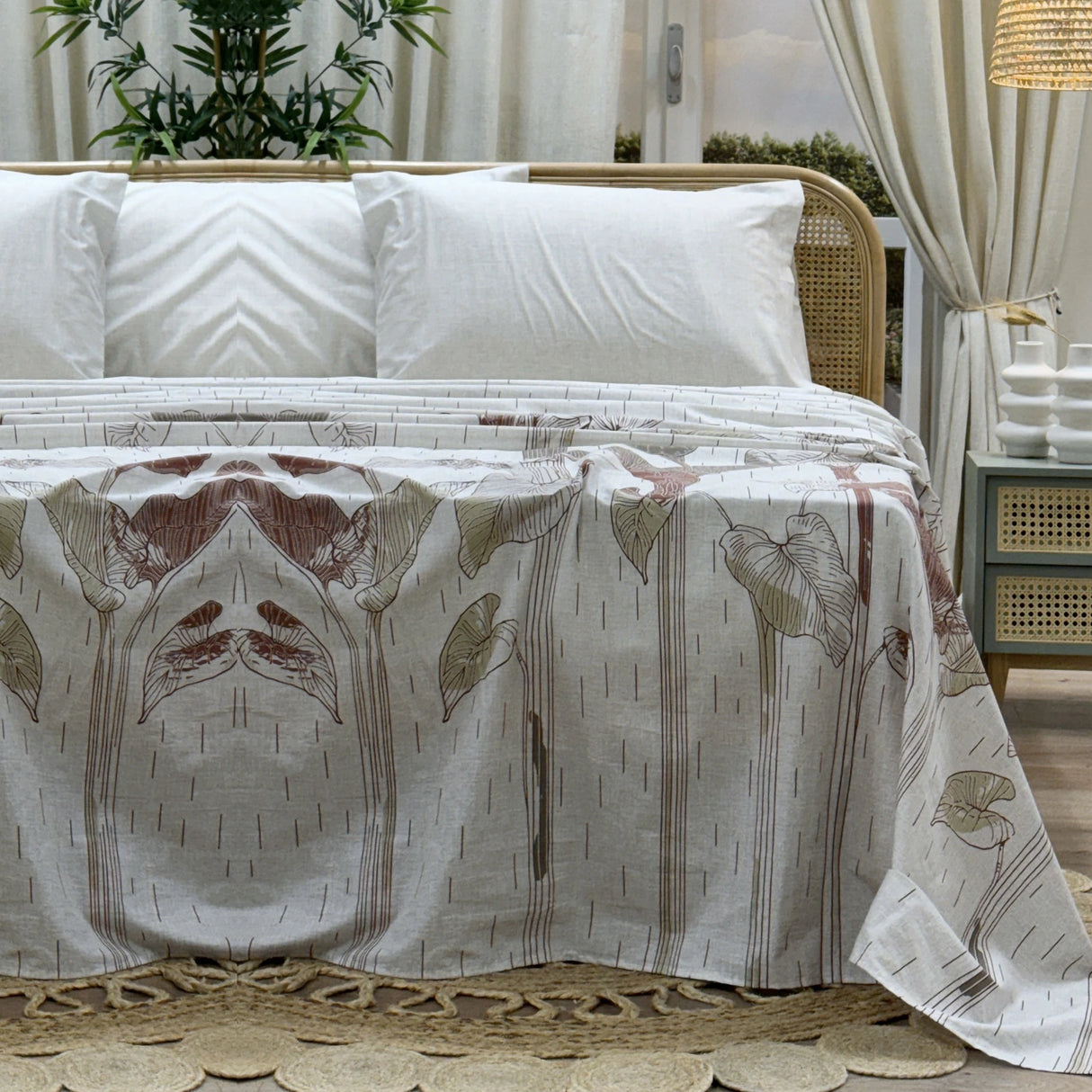 Maè Completo Lenzuola Copriletto Matrimoniale in Percalle Diletta 405 S44