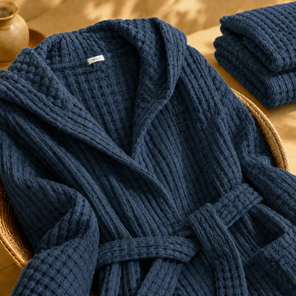 Biancoperla Accappatoio con Cappuccio a Nido d'Ape 100% Cotone Milo