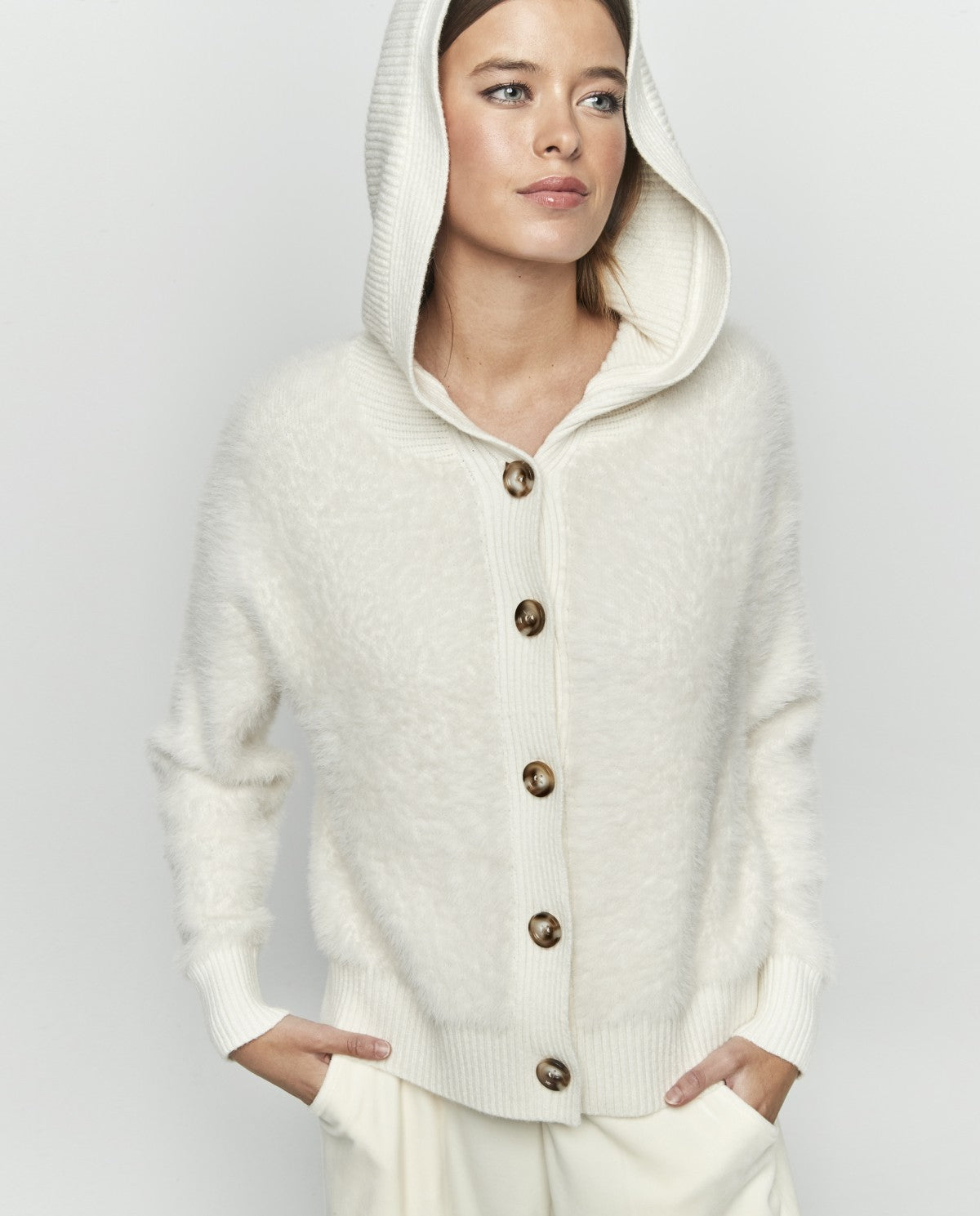 Selmark Giacca Corta con Bottoni e Cappuccio PC178 2505S58