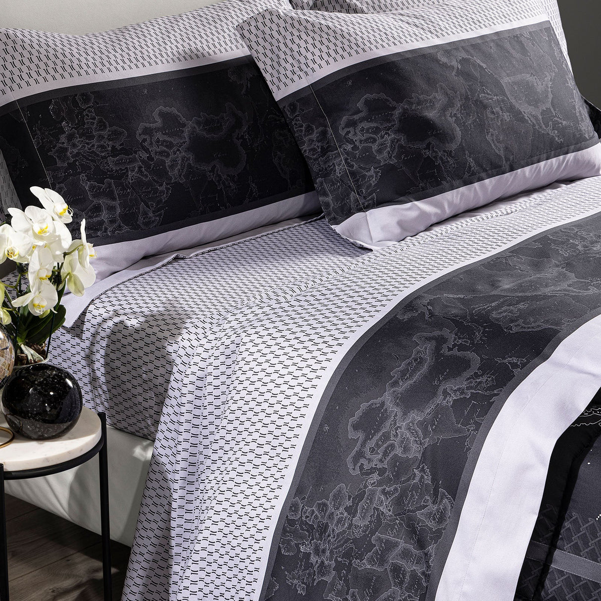 Alviero Martini Geo Night Lenzuola in Raso di cotone Matrimoniale 1015748 2602S20