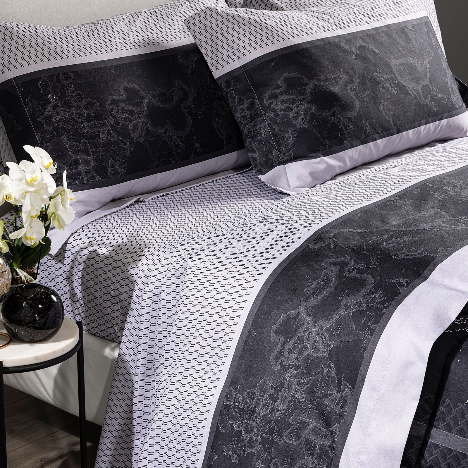 Alviero Martini Geo Night Lenzuola in Raso di cotone Matrimoniale 1015748 2602S20