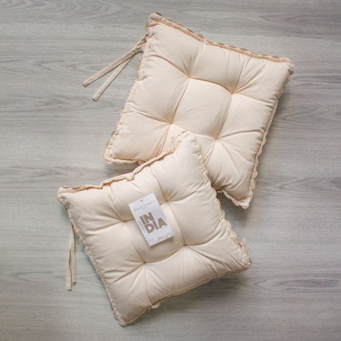 Maestri Cotonieri Set 2 Coprisedia India in Cotone con Fettucce 43x43 cm