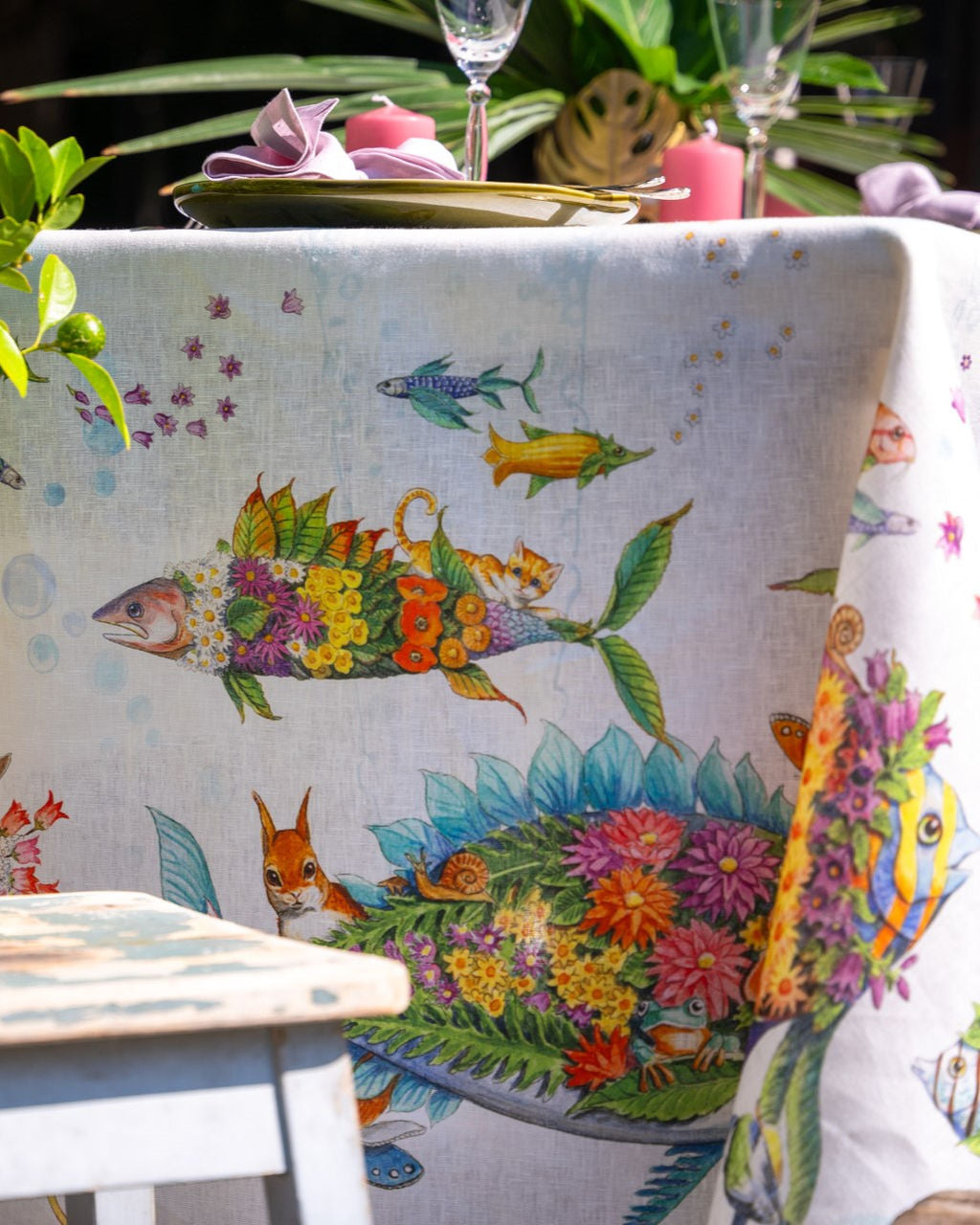 Tessitura Toscana Telerie Tovaglia da Tavola in 100% Lino Pesciflora