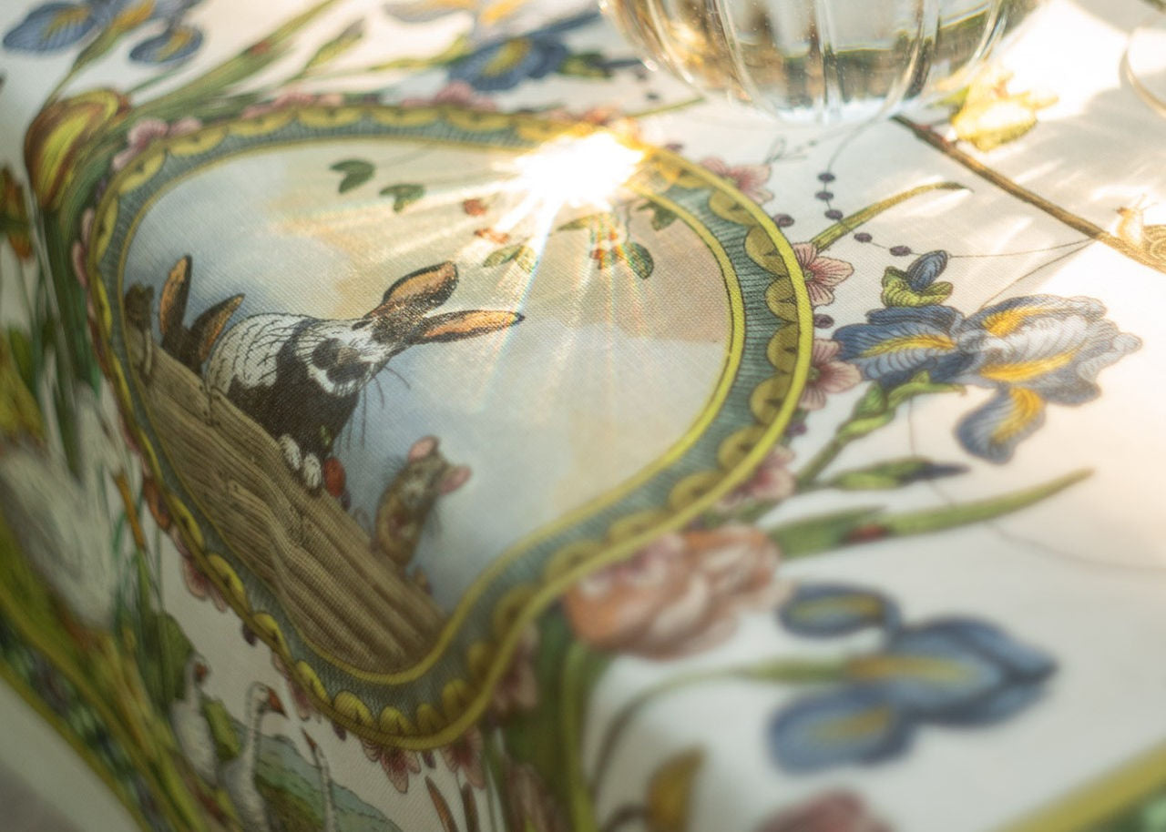 Tessitura Toscana Telerie Tovaglia in Puro lino Bunny Garden