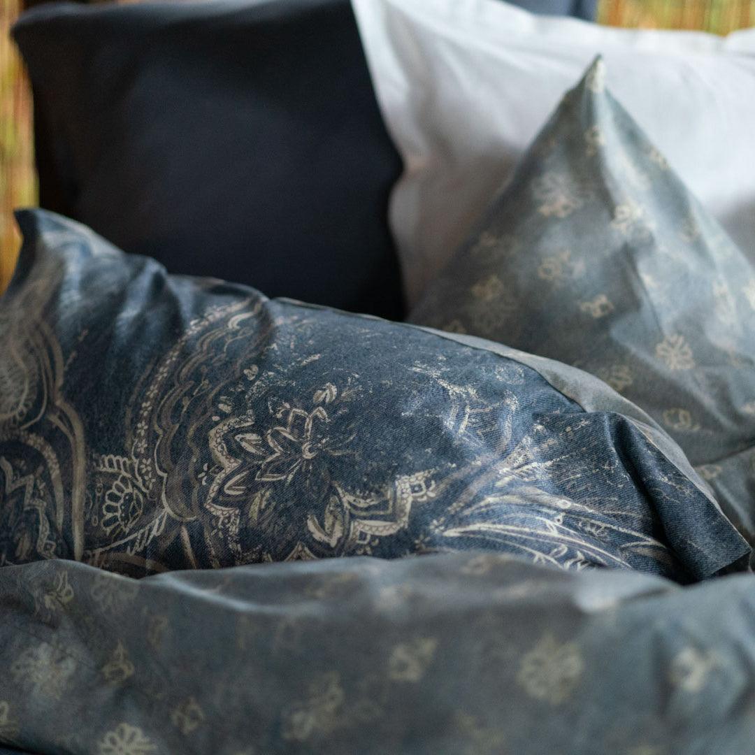 Tessitura Toscana Telerie Parure Copripiumino Denim Blu - Varie Dimensioni - Passarelli Biancheria