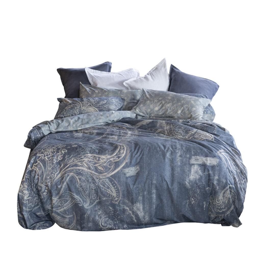 Tessitura Toscana Telerie Completo Lenzuola Piazza e Mezza Denim B125 - Passarelli Biancheria