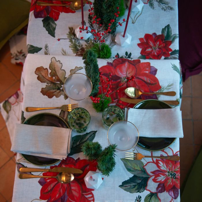 Tessitura Toscana Telerie Tovaglia Natalizia Etoile 2510B