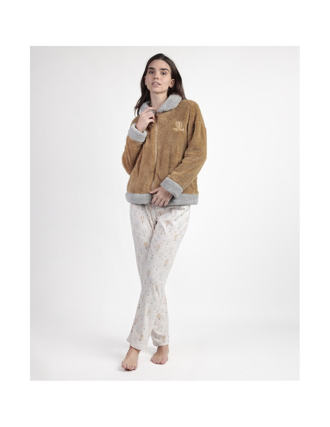 Admas Vestaglia Corta da donna invernale in pile shearling con cerniera 67257 2511S27