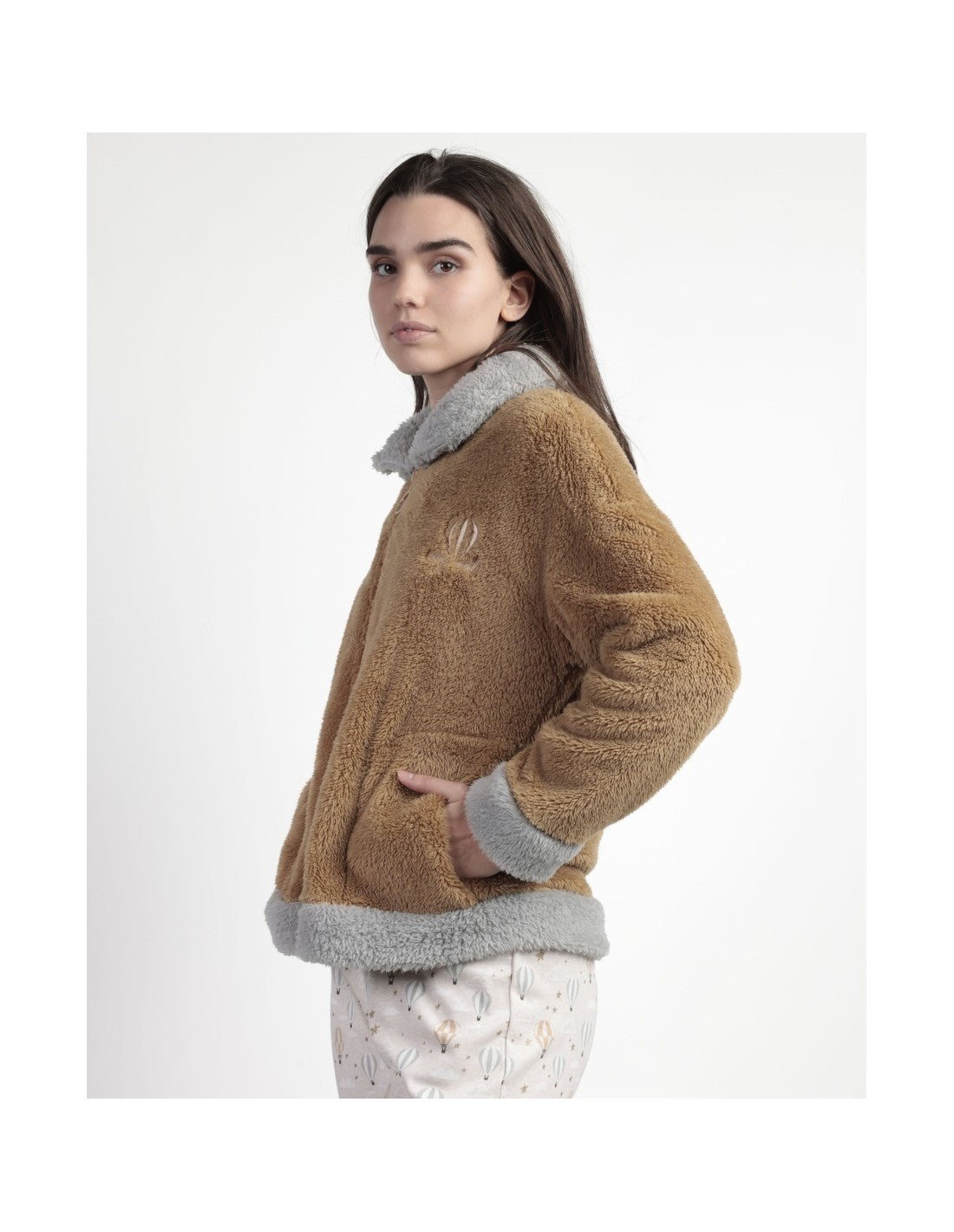 Admas Vestaglia Corta da donna invernale in pile shearling con cerniera 67257 2511S27