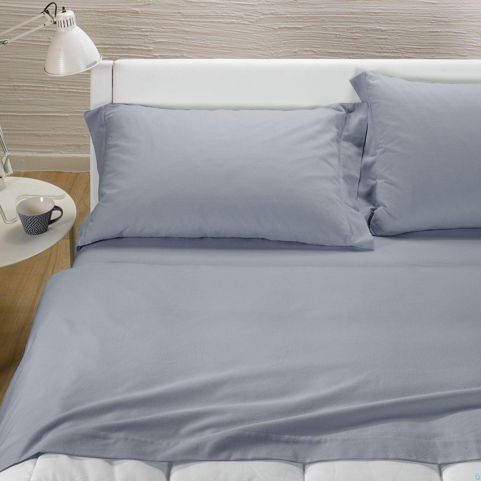 Caleffi Completo Lenzuola Flanella Tinta Unita per Letto Singolo Colors D38 - Passarelli Biancheria