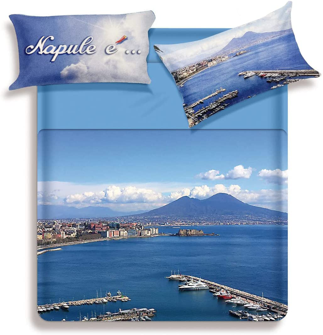 Biancaluna Completo Lenzuola Copriletto Matrimoniale GULF NAPOLI 2502B