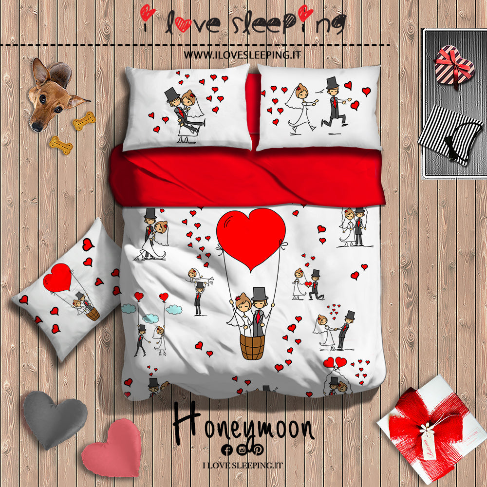 I Love Sleeping Completo Lenzuola copriletto  HONEYMOON 2502B