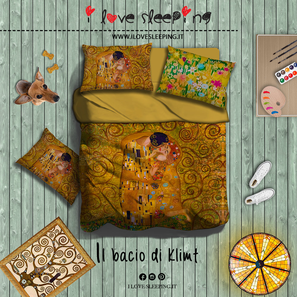 I Love Sleeping Completo Lenzuola Copriletto IL BACIO DI KLIMT 2502B80