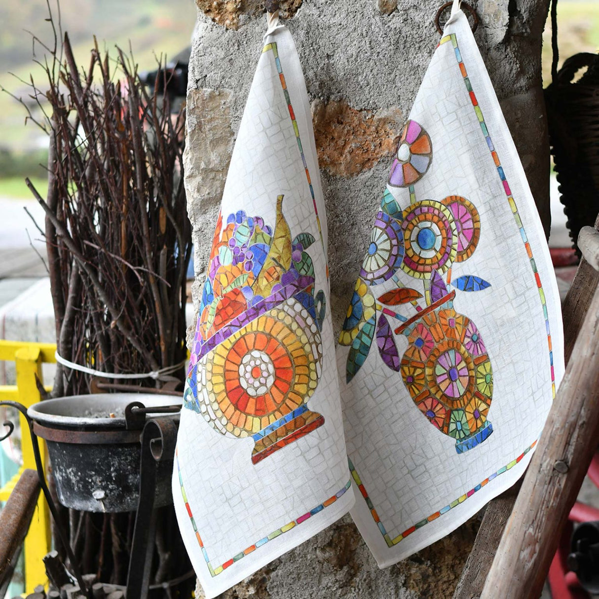 Tessitura Toscana Telerie Confezione 3 Canovaccio Strofinaccio in Puro lino Monreale S27