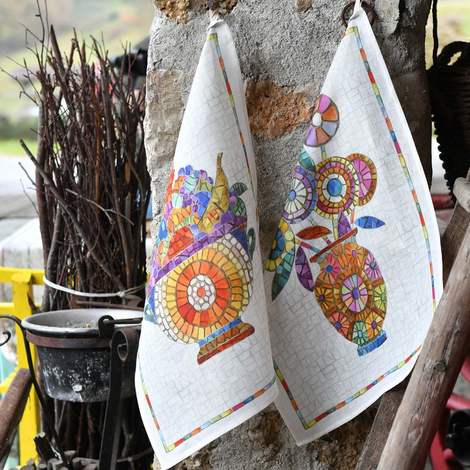 Tessitura Toscana Telerie Confezione 3 Canovaccio Strofinaccio in Puro lino Monreale S27