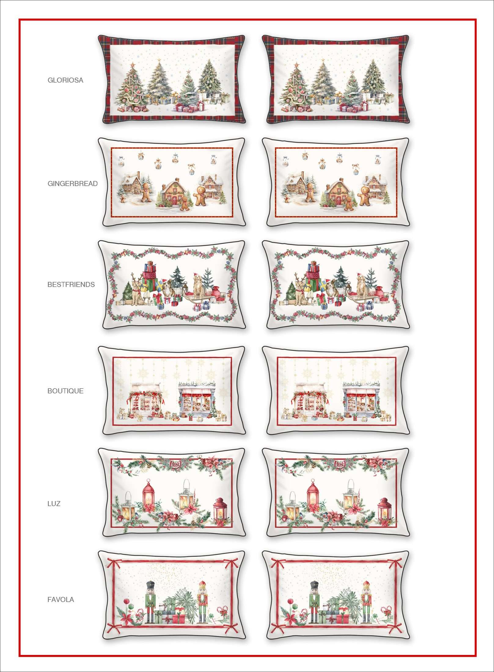 Tessitura Randi Set 2 Federe Natalizie In Raso Di Cotone Stampato Natale 2411S32