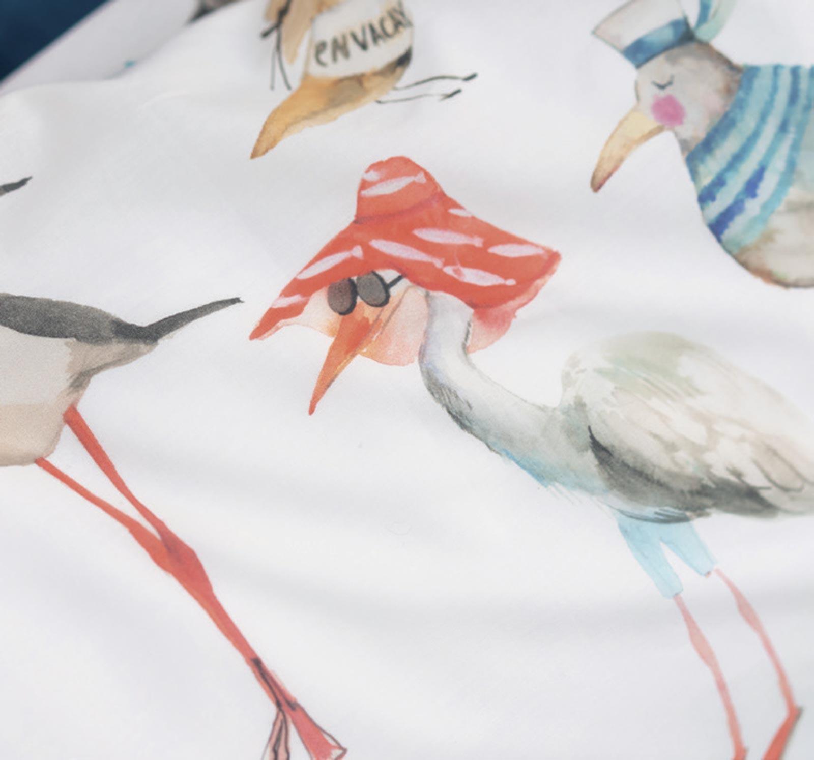 Tessitura Toscana Telerie Completo Lenzuola Matrimoniale Paranza Gabbiani B146 - Passarelli Biancheria