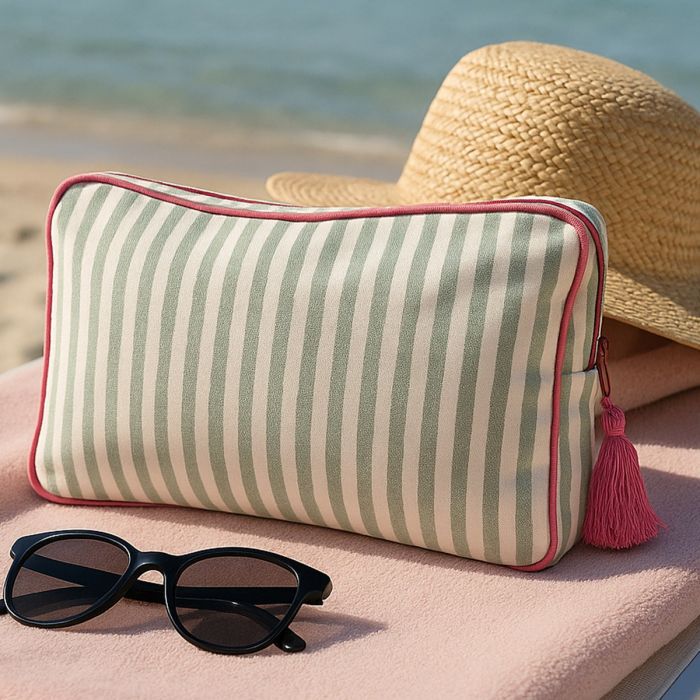 Maestri Cotonieri Home Pochette Portofino in Cotone Rigato con Zip