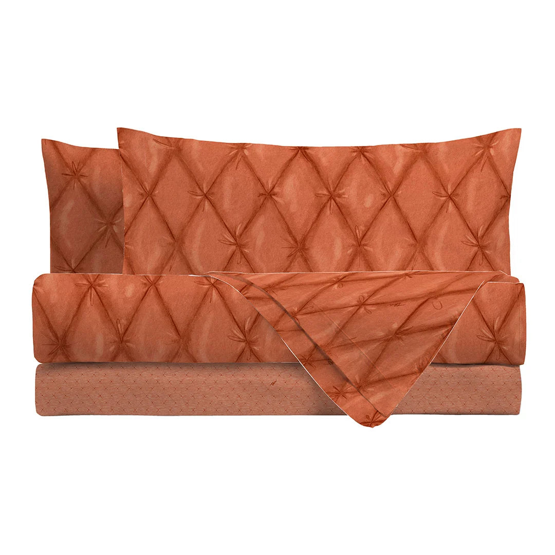 THUN® Completo Letto Matrimoniale Plume Rust - Fantasia Rombo Diamond Rust
