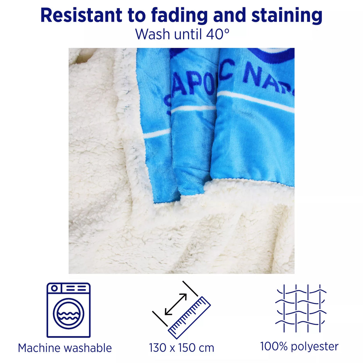 SSC Napoli Plaid agnellato ufficiale coperta stampata logo 2411S17