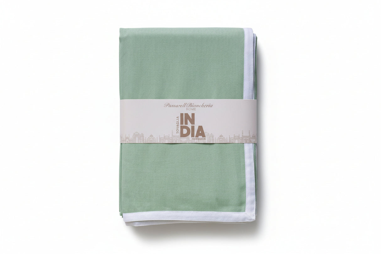 Maestri Cotonieri Tovaglia India in Panama di Cotone con Bordo Bianco – Varie Dimensioni