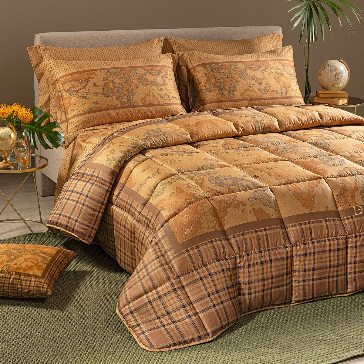 Alviero Martini Geo Tartan Trapunta in Raso di cotone Matrimoniale 1015729