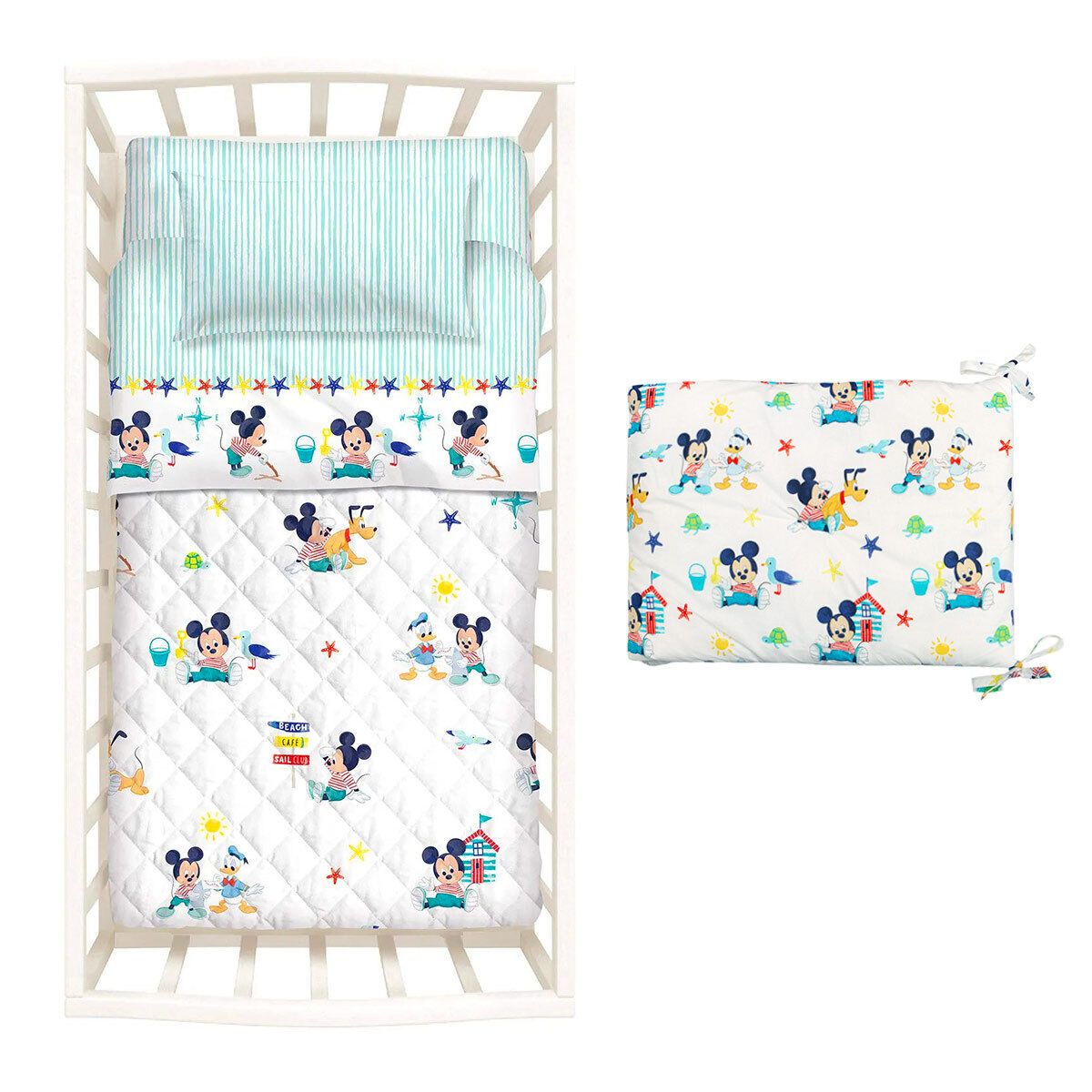 Caleffi Baby Copriletto Trapuntato + Paracolpi per Culla MIckey 2505S72
