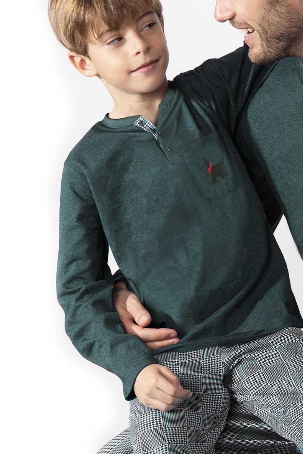 Admas Pigiama Bambino caldo cotone scozzese pied de poule 54286 S22 - Passarelli Biancheria