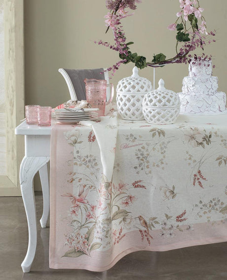 Blumarine Tovaglia in Lino Stampata 12 Posti Petite Colibrì 61328 S150 - Passarelli Biancheria