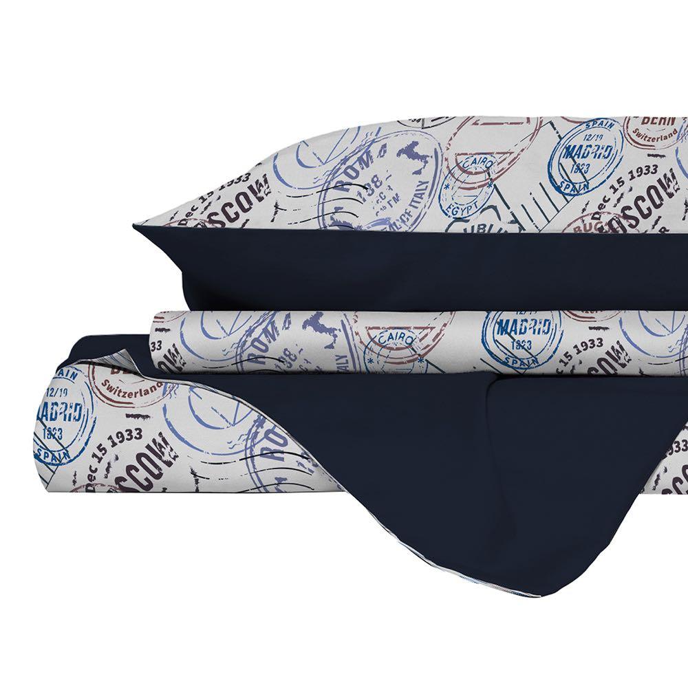 Parure Copripiumino con Federe Stampato in Microfibra Travel Life - Dimensioni Varie - Passarelli Biancheria