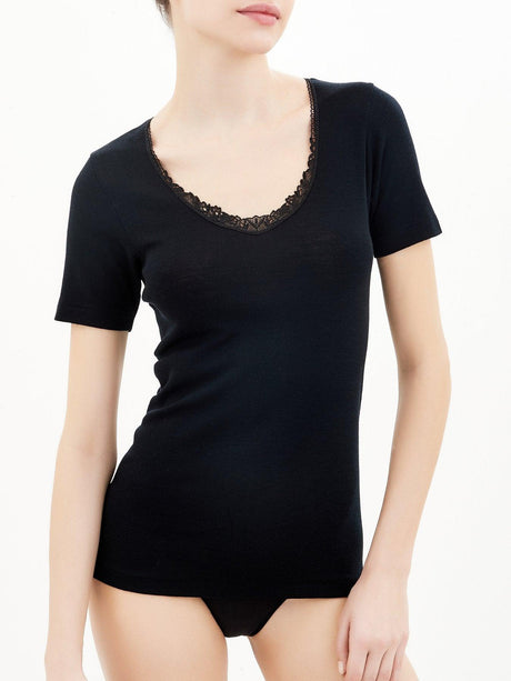 Ragno Maglia Intima a Maniche Corte in Pura Lana da Donna 073097 S27 - Passarelli Biancheria