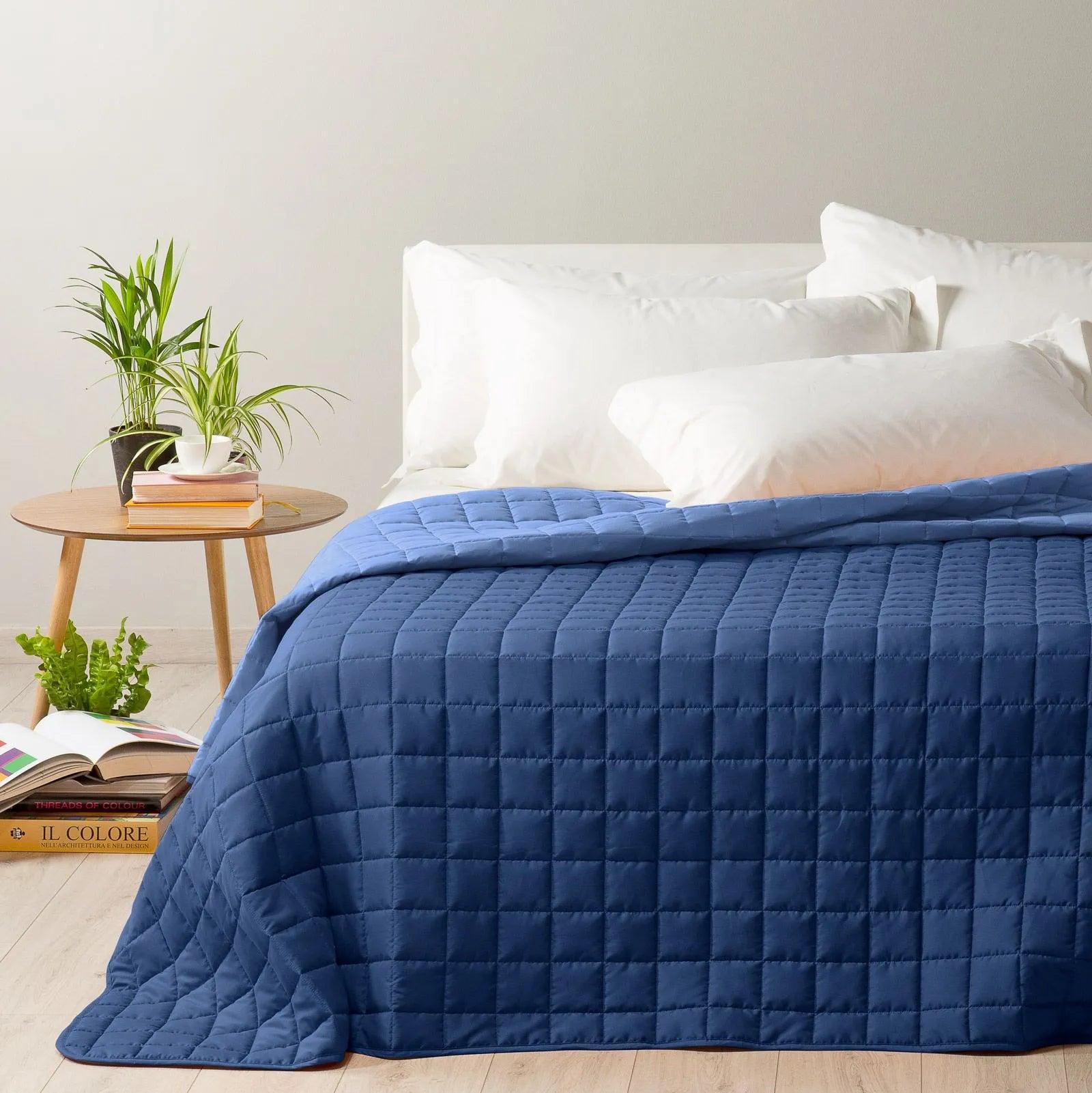 Caleffi Copriletto Trapuntato Matrimoniale Tinta Unita Modern Bicolor - Passarelli Biancheria