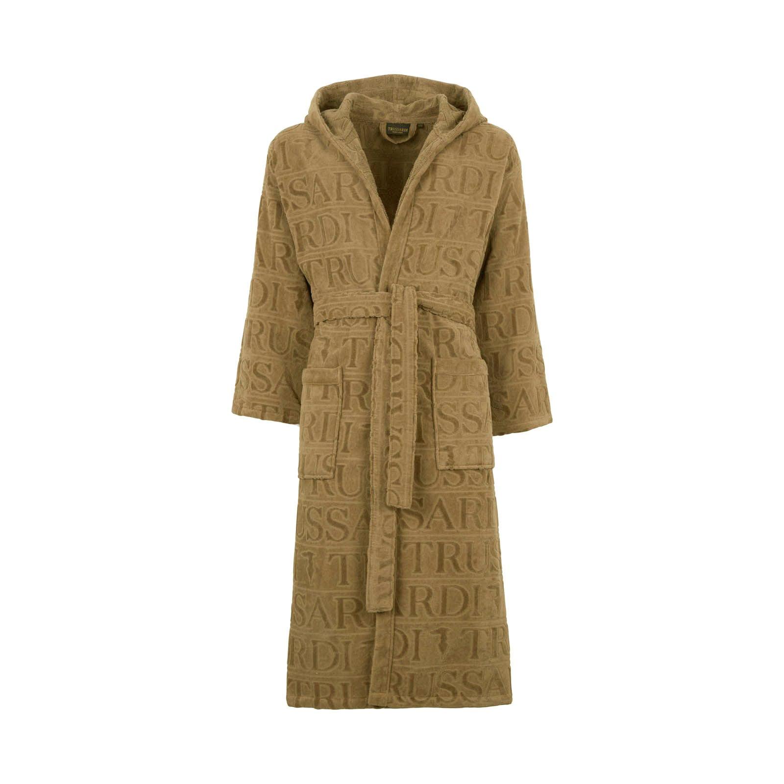 Trussardi Home Accappatoio con Cappuccio in Puro Cotone Overlogo S120 - Passarelli Biancheria