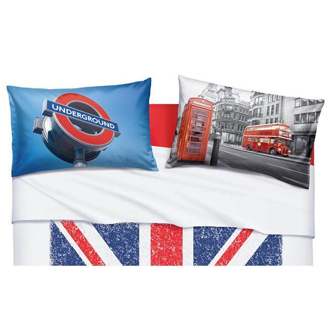 Bassetti Completo Lenzuola Matrimoniale Union Jack London S70 - Passarelli Biancheria