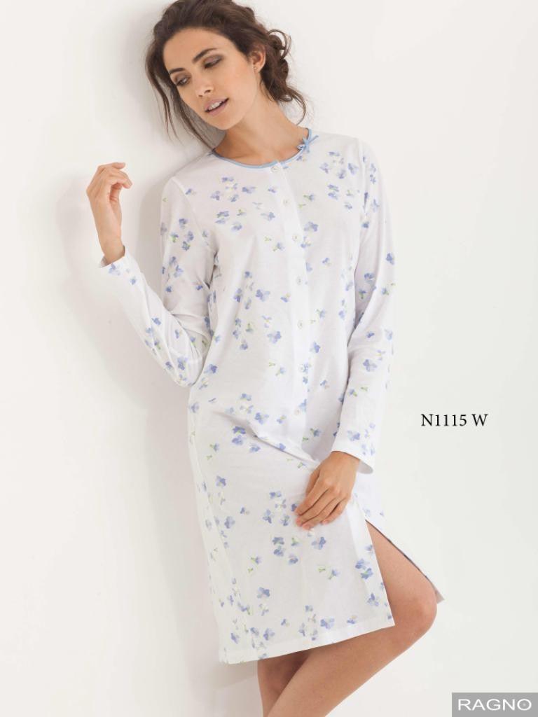 Ragno Camicia da Notte Cotone Jersey Aperta N1115W S60 - Passarelli Biancheria