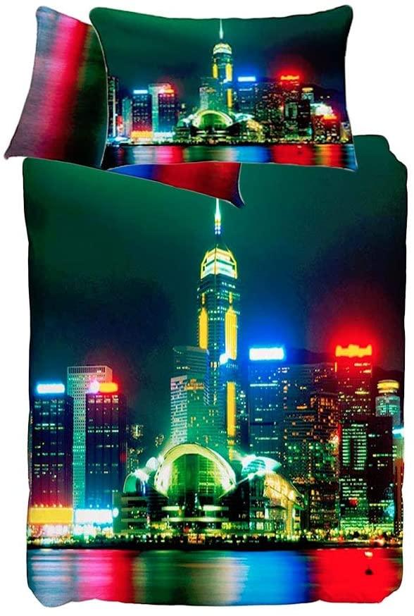 Caleffi Set Parure Copripiumino per Letto Singolo 1 Piazza Hong Kong S31 - Passarelli Biancheria