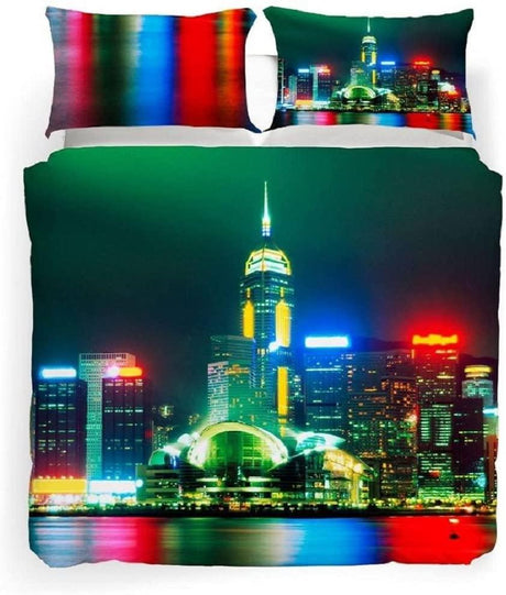 Caleffi Parure Copripiumino per Letto Matrimoniale Hong Kong stampa Digitale D85 - Passarelli Biancheria