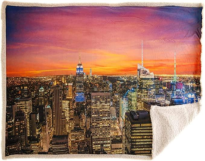 Caleffi Plaid Stampa Digitale con Agnellato Pelliccioso Sotto Offerta D32 - Passarelli Biancheria