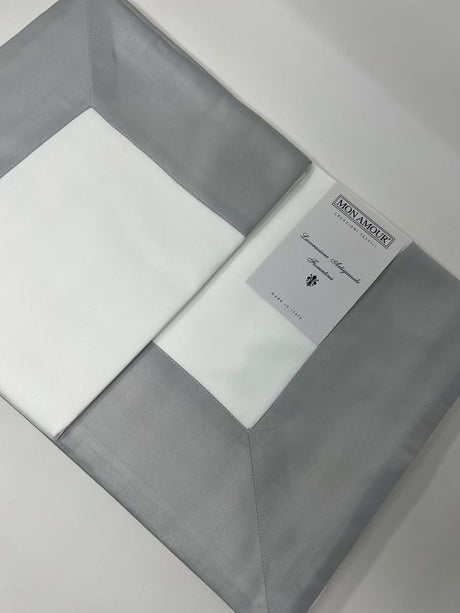 Mon Amour Completo Lenzuola Matrimoniale in Raso di Cotone con Balza Colorata B210 - Passarelli Biancheria