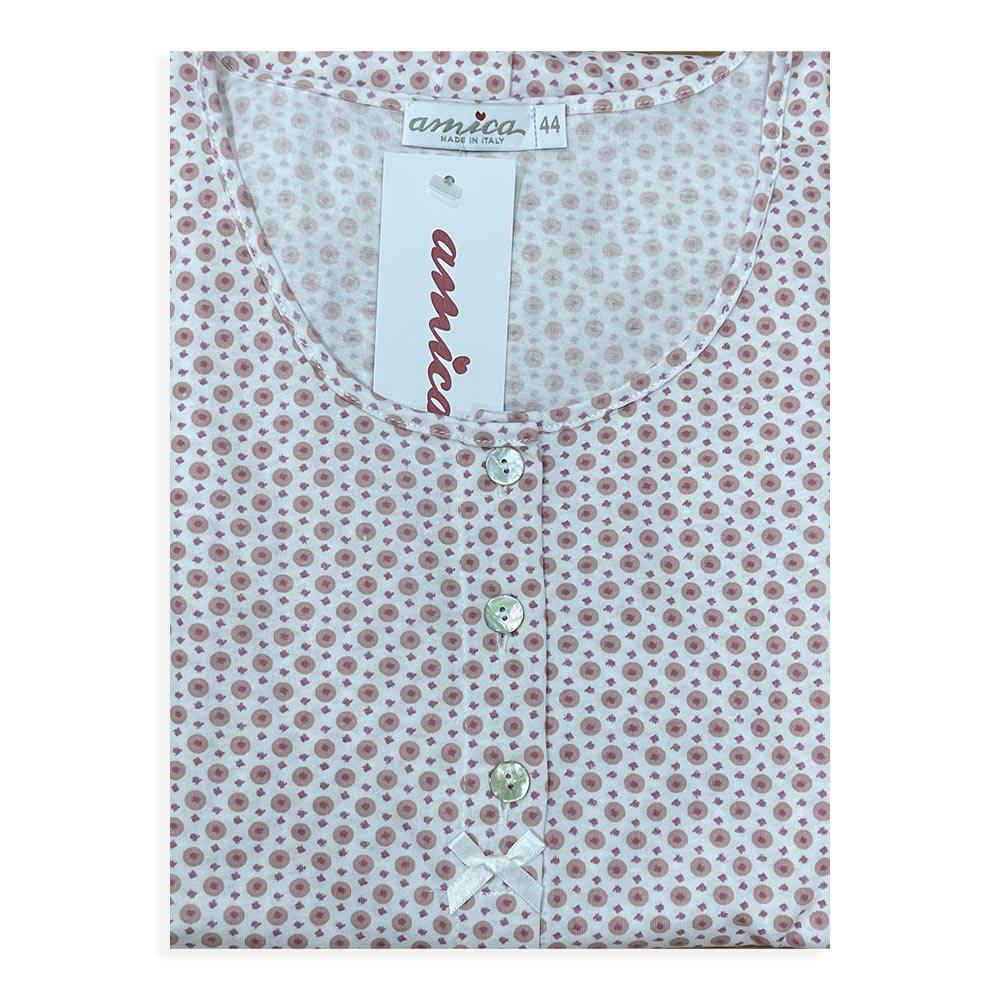 Amica Camicia da Notte Estiva Maniche Corte Aperta Avanti 21A578 S38 - Passarelli Biancheria