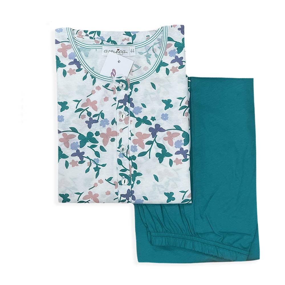 Amica Pigiama Cotone Leggero da Donna Maniche Corte Capri 21A540 S34 - Passarelli Biancheria